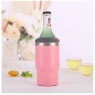 4 i 1 boks & flaskeisolator i rustfritt stål - 400ml - toveislokk - SUS-isolert bokskjøler, ølflaskeholder - Rosa  thumbnail