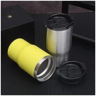 4 i 1 boks & flaskeisolator i rustfritt stål - 400ml - toveislokk - SUS-isolert bokskjøler, ølflaskeholder - Gul thumbnail