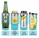 4 i 1 boks & flaskeisolator i rustfritt stål - 400ml - toveislokk - SUS-isolert bokskjøler, ølflaskeholder - Farge Svart thumbnail