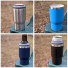 4 i 1 boks & flaskeisolator i rustfritt stål - 400ml - toveislokk - SUS-isolert bokskjøler, ølflaskeholder - Mørk blå thumbnail