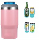 4 i 1 boks & flaskeisolator i rustfritt stål - 400ml - toveislokk - SUS-isolert bokskjøler, ølflaskeholder - Rosa  thumbnail