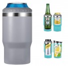 4 i 1 boks & flaskeisolator i rustfritt stål - 400ml - toveislokk - SUS-isolert bokskjøler, ølflaskeholder - Farge Grå thumbnail