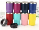 4 i 1 boks & flaskeisolator i rustfritt stål - 400ml - toveislokk - SUS-isolert bokskjøler, ølflaskeholder - Rosa  thumbnail