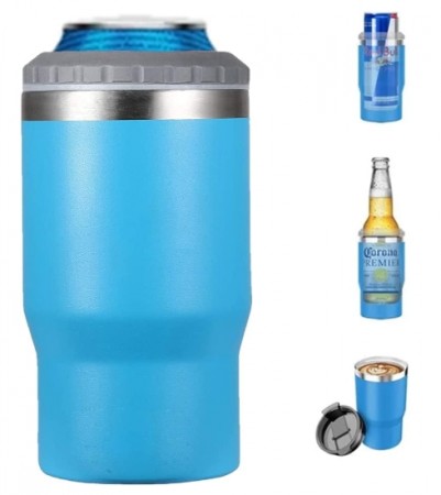 4 i 1 boks og flaskeisolator i rustfritt stål - 400ml - toveislokk - SUS-isolert bokskjøler, ølflaskeholder. 14 ulike farger